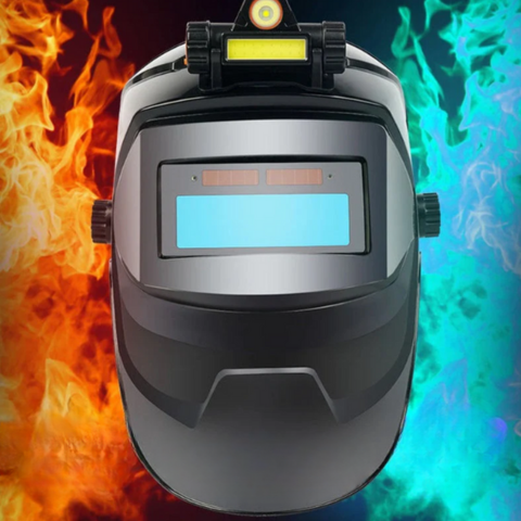 Auto-dunkelnder Schweißhelm mit Stirnlampe