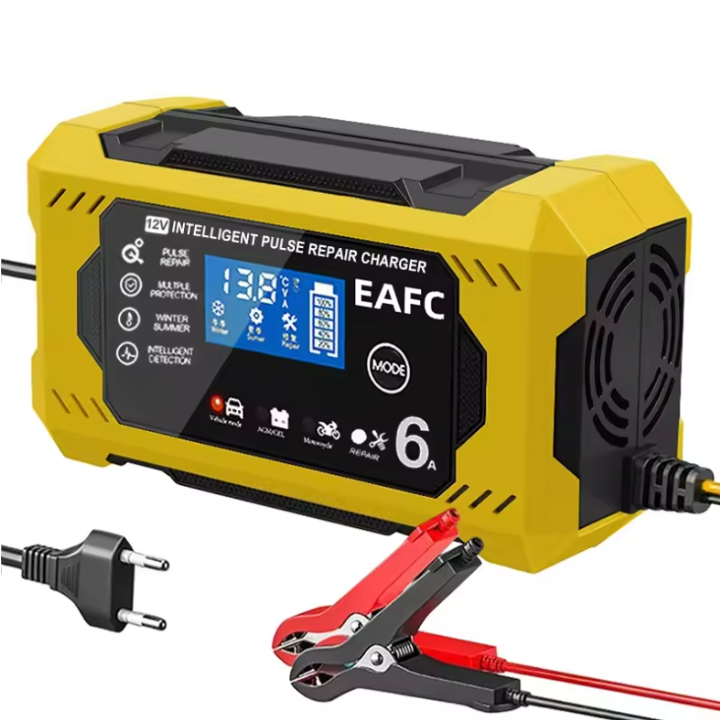 Intelligens Autós Akkumulátor Töltő 12V/24V - LCD Kijelző & Automatikus Védelem