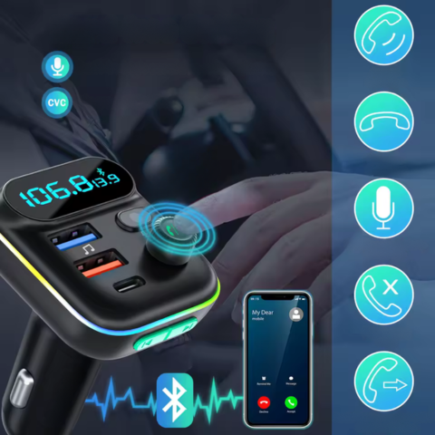 Bluetooth FM vysílač pro auto — Jasné hovory a bezdrátová hudba