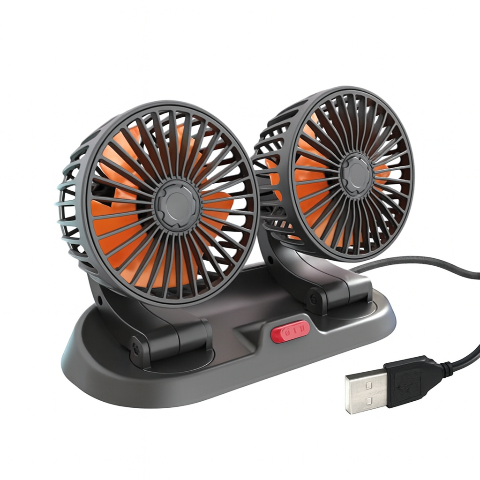 Automatisk ventilator med to hoveder - USB- eller cigartænderstrømforsyning