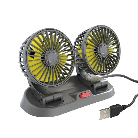 Automatisk ventilator med to hoveder - USB- eller cigartænderstrømforsyning