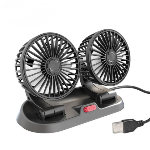 Automatisk ventilator med to hoveder - USB- eller cigartænderstrømforsyning