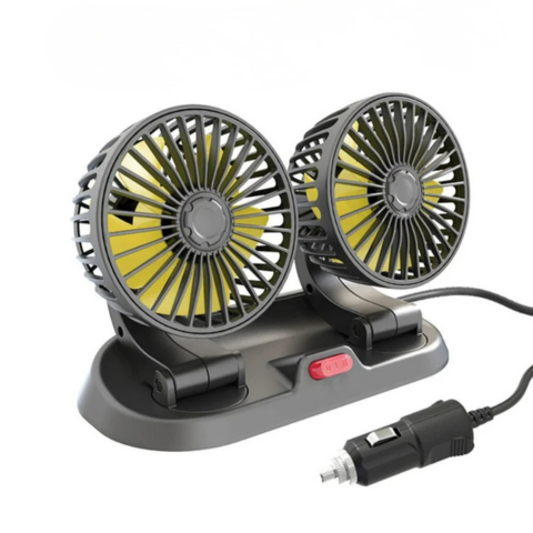 Automatisk ventilator med to hoveder - USB- eller cigartænderstrømforsyning