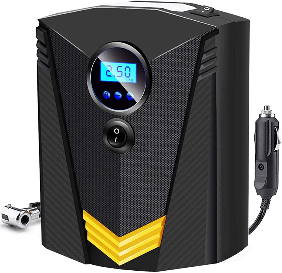 Tragbarer Luftkompressor Auto/Motorrad/Fahrrad – Zigarettenanzünder 12V + Digitaldisplay