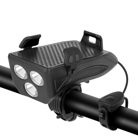 Multifunktionel cykel lampe – telefonholder og horn 