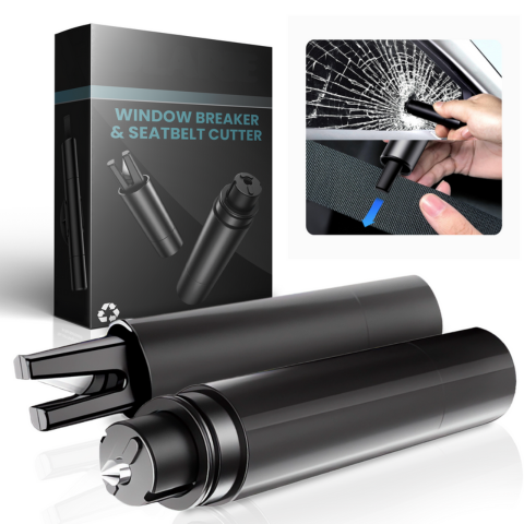 Martillo de Emergencia para Coche – Rompe-Ventanas y Corta-Cinturones 