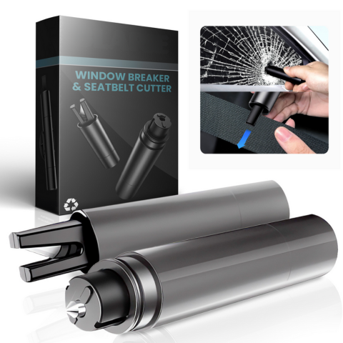 Martillo de Emergencia para Coche – Rompe-Ventanas y Corta-Cinturones 