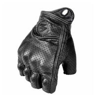 Rukavice na motorku s polovičními prsty z PU kůže – Retro biker styl & prodyšné léto 